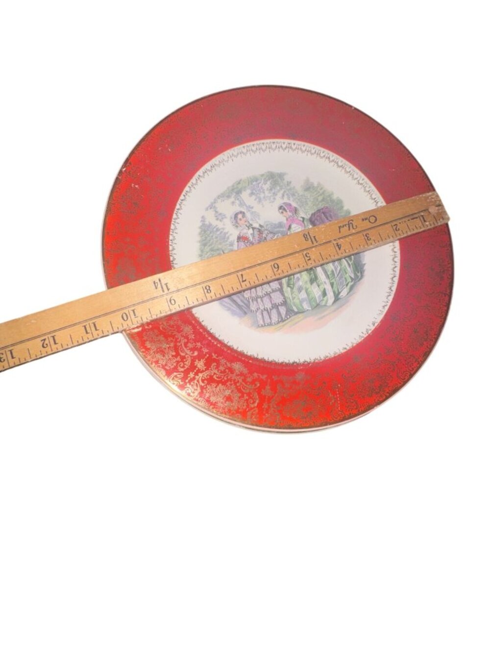 Century By Salem 23 Karat Gold Trim Decorative Plate With Victorian Ladies Scene - Picture 2 of 3